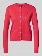 Swetry damskie - Kurtka z dzianiny z wyhaftowanym logo - miniaturka - grafika 1