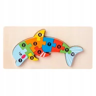 Puzzle - Puzzle Drewniane Układanka Dla Dzieci Delfin Zestaw Zabawka Prezent 3+ - miniaturka - grafika 1
