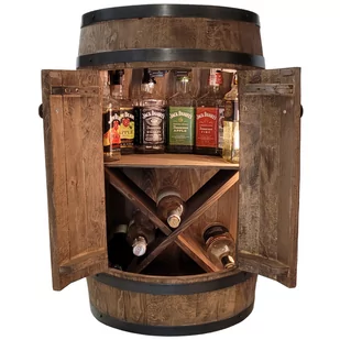 Drewniana Beczka Barek Z Drzwiami Stojak Na Wino Led Czujnik Ruchu 80Cm Wenge - Pozostałe akcesoria barmańskie - miniaturka - grafika 1