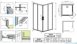Radaway Idea White Kdd kabina 75x75cm szkło przejrzyste 387066-04-01L/387066-04-01R - Kabiny prysznicowe Radaway Idea White Kdd kabina 75x75cm szkło przejrzyste 387066-04-01L/387066-04-01R - Kabiny prysznicowe - miniaturka - grafika 2