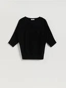 Swetry damskie - Reserved - Sweter z kimonowym rękawem - czarny - miniaturka - grafika 1