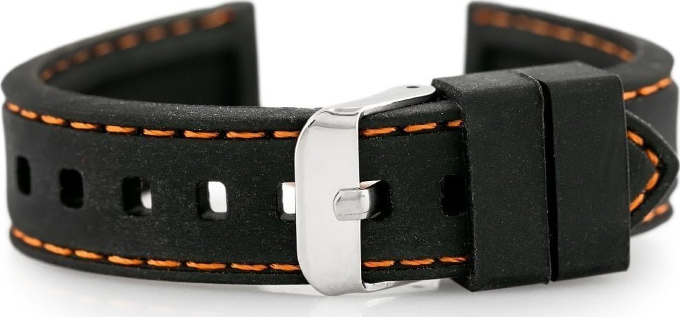Pasek gumowy do zegarka U20 - czarny/pomarańczowe 18mm