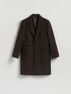 Płaszcze damskie - Reserved - Płaszcz z wełną - ciemnobrązowy - miniaturka - grafika 1