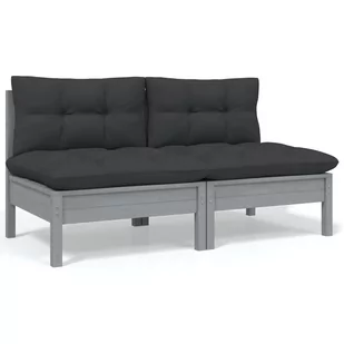 shumee 2 osobowa sofa ogrodowa z poduszkami szara drewno sosnowe - Sofy ogrodowe - miniaturka - grafika 1