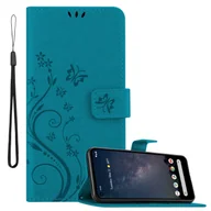 Etui i futerały do telefonów - Pokrowiec Cadorabo do Google PIXEL 4A w kolorze FLORAL BLUE Pokrowiec ochronny w kwiatowy wzór z zapięciem magnetycznym, funkcją podstawki i kieszeniami na karty Flip Case Flower Cover Etui Handy Klapp Hülle Book Tasche - miniaturka - grafika 1