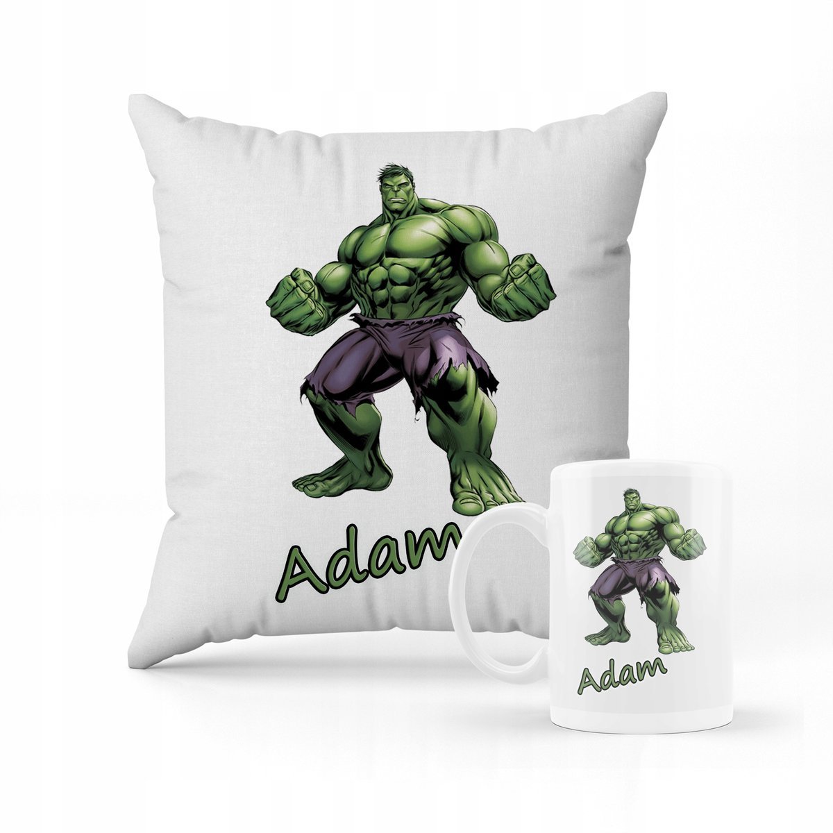 ZESTAW PODUSZKA + KUBEK Hulk + IMIĘ
