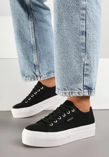 Czarno-Białe Klasyczne Trampki na Grubej Podeszwie Maireli - Trampki damskie - miniaturka - grafika 1