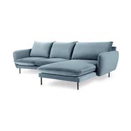 Narożniki - Jasnoniebieska narożna aksamitna sofa prawostronna Cosmopolitan Design Vienna - miniaturka - grafika 1