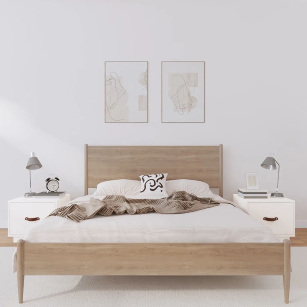 Szafki nocne 2 szt. Biały 40x34x35 cm lite drewno sosnowe