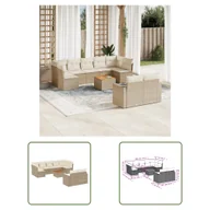 Sofy ogrodowe - The Living Store 10-cz. zestaw mebli ogrodowych z poduszkami - beżowy - polirattan - Sofa Ogrodowa - miniaturka - grafika 1