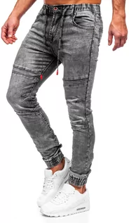 Spodnie męskie - Czarne joggery spodnie jeansowe męskie Denley TF133 - grafika 1