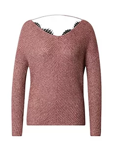 VERO MODA Sweter damski, Rose Brown/Szczegóły: melange W. Black Lace, XL - Swetry damskie - miniaturka - grafika 1