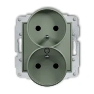 Gniazdka elektryczne - Karlik Gniazdo podwójne z przesłonami torów MINI - szałwiowy - miniaturka - grafika 1