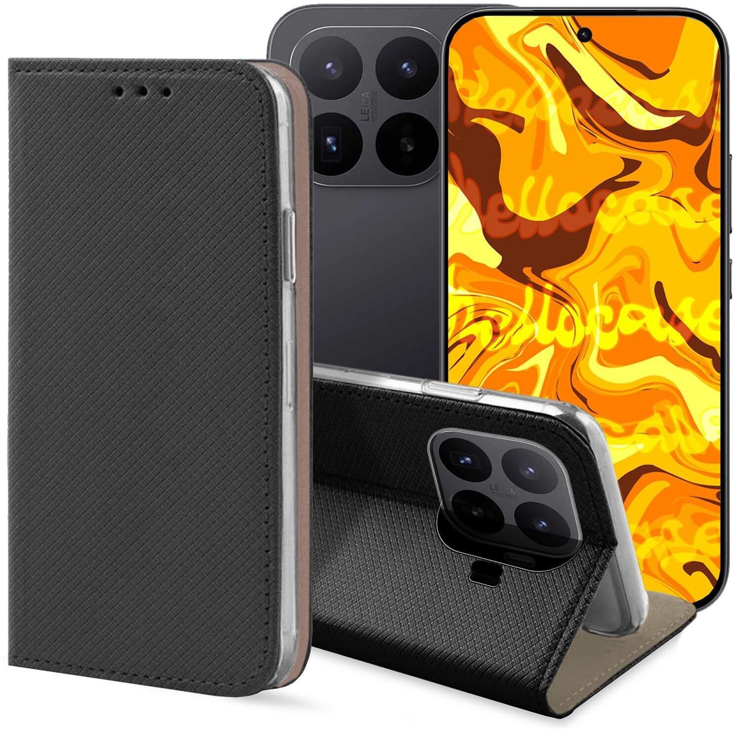 Hello Case Etui z Klapką Do Xiaomi 17T Pro Czarne, Zamykane, Magnetyczne, Kabura BOOK0777
