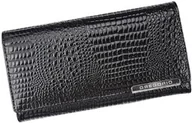 Portfele - Portfel Damski Skórzany GREGORIO Skóra Licowa Lakierowana Duży Z Suwakiem Zapinka Wewnątrz GF-102 CZARNY 19 x 9,5 x 3,5 [cm] - miniaturka - grafika 1