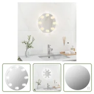 Lustra - The Living Store Lustro ścienne bez ramy z oświetleniem LED okrągłe szkło - miniaturka - grafika 1