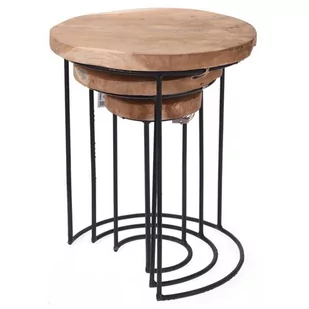 Stoliki drewniane komplet, 38x47 cm - Ławy i stoliki kawowe - miniaturka - grafika 1
