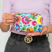 Kosmetyczki, organizery i kuferki - Mała kosmetyczka folk - wzory łowickie - biała Folkstar - miniaturka - grafika 1