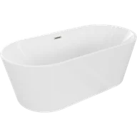 Wanny - Mexen Luna wanna wolnostojąca 140 x 75 cm, biała, przelew nikiel szczotkowany - 52031407500-97 - miniaturka - grafika 1