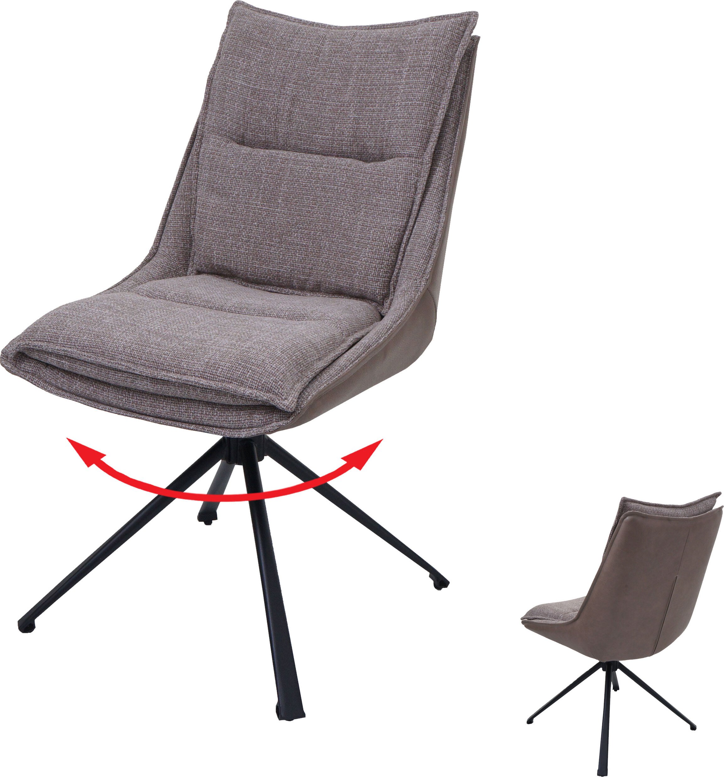 Krzesło do jadalni HWC-N71, krzesło kuchenne, obrotowe z automatycznym powrotem, tkanina/tekstylia (420g/m²) Oeko-Tex ~ beżowy