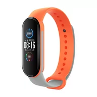 Akcesoria do smartwatchy - Opaska pasek silikonowy do Xiaomi Mi Band 5/6 "Pomarańczowo-szary" - miniaturka - grafika 1