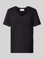 Koszulki i topy damskie - T-shirt z dekoltem w serek model ‘ESSENTIAL’ - miniaturka - grafika 1