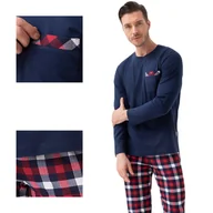 Piżamy damskie - Piżama męska LUNA kod 805 granatowa spodnie w kratę  XXL - miniaturka - grafika 1