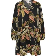 Sukienki - IZIA Damska sukienka z długim rękawem Hoona, czarny wielokolorowy, XL - miniaturka - grafika 1