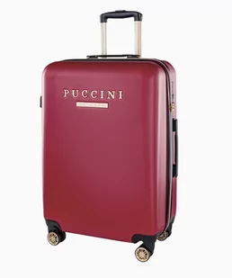 PUCCINI Średnia bordowa walizka z eleganckim napisem - Walizki - miniaturka - grafika 1