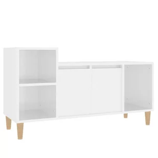 Szafka pod TV, wysoki połysk, biała, 100x35x55 cm - Szafki RTV - miniaturka - grafika 3