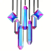 Rękodzieło - TEMU Zestaw 7 Kryształowych Pryzmatów do Łapania Słońca - Kolorowe Szkło AB Tworzące Tęczę do Okna, Dekoracje Wiszące do Wnętrz, Ozdoby Świąteczne, - miniaturka - grafika 1