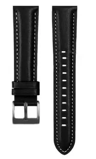 opaska pasek bransoleta LEATHER Garmin GARMIN VENU 2S / VENU 3S / Vivoactive 4S / Huawei Watch GT 4 41mm 18mm czarna - Akcesoria do smartwatchy - miniaturka - grafika 1