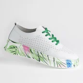 Półbuty damskie - Sportowe damskie buty skóra naturalna GOODIN GD-FT-120 ażurek biel 40 - miniaturka - grafika 1