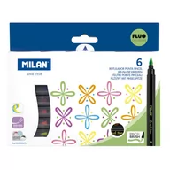 Przybory szkolne - Milan Flamastry Brush fluo pędzelkowe 6 kolorów - miniaturka - grafika 1