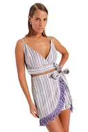 Koszule damskie - Trendyol Damska koszula w paski, tkany, dwuczęściowy zestaw, Bardzo kolorowy, 62 - miniaturka - grafika 1