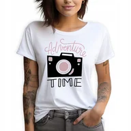 Zestawy upominkowe - Koszulka Damska Biała T-Shirt roz.XS Aparat Fotograf Podróż Wiele Wzorów - miniaturka - grafika 1