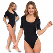 Odzież ciążowa - Eleganckie BODY DAMSKIE z Głębokim Dekoltem Gładkie Krótki Rękaw MORAJ L - miniaturka - grafika 1