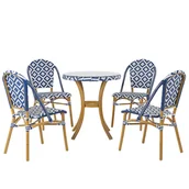 Meble ogrodowe - Beliani Zestaw Ogrodowy Stół I 4 Krzesła Wzór Niebiesko-biały Rifreddo - miniaturka - grafika 1