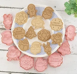 PLASTIKOWE FOREMKI DO CIASTEK BOŻE NARODZENIE ŚWIĄTECZNE 8SZT - Formy do ciast - miniaturka - grafika 1