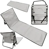 Leżaki ogrodowe - Mata plażowa z oparciem leżak składany szary - miniaturka - grafika 1