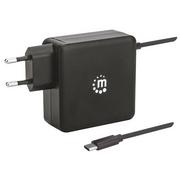 Ładowarki do telefonów - Manhattan Ładowarka Sieciowa Power Delivery 3.0 z Kablem USB-C 60W 5-20V) USB-A 5V 2.4A Czarna 180238 - miniaturka - grafika 1