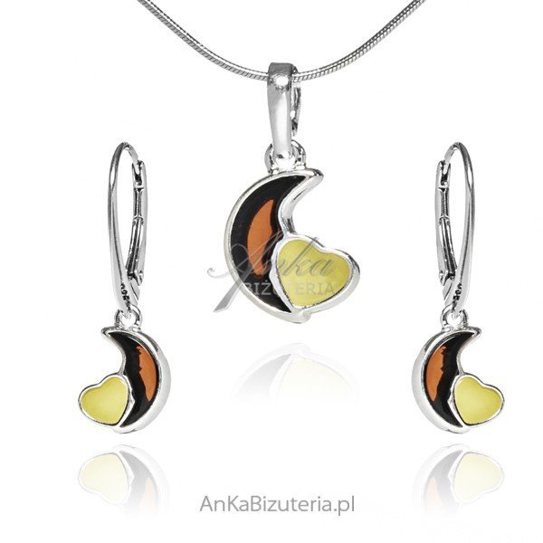 ankabizuteria.pl Komplet biżuteria srebrna z biało - wiśniowym burszt