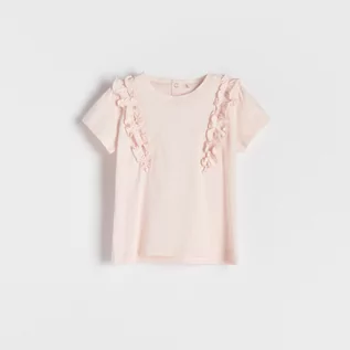 Koszulki dla dziewczynek - Reserved Reserved - Koszulka z falbankami - Różowy - grafika 1