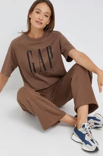 Koszulki sportowe damskie - GAP t-shirt bawełniany kolor brązowy - Gap - grafika 1