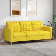 Sofy i kanapy - vidaXL Sofa 3-osobowa, jasnożółta, 180 cm, tapicerowana tkaniną - miniaturka - grafika 1