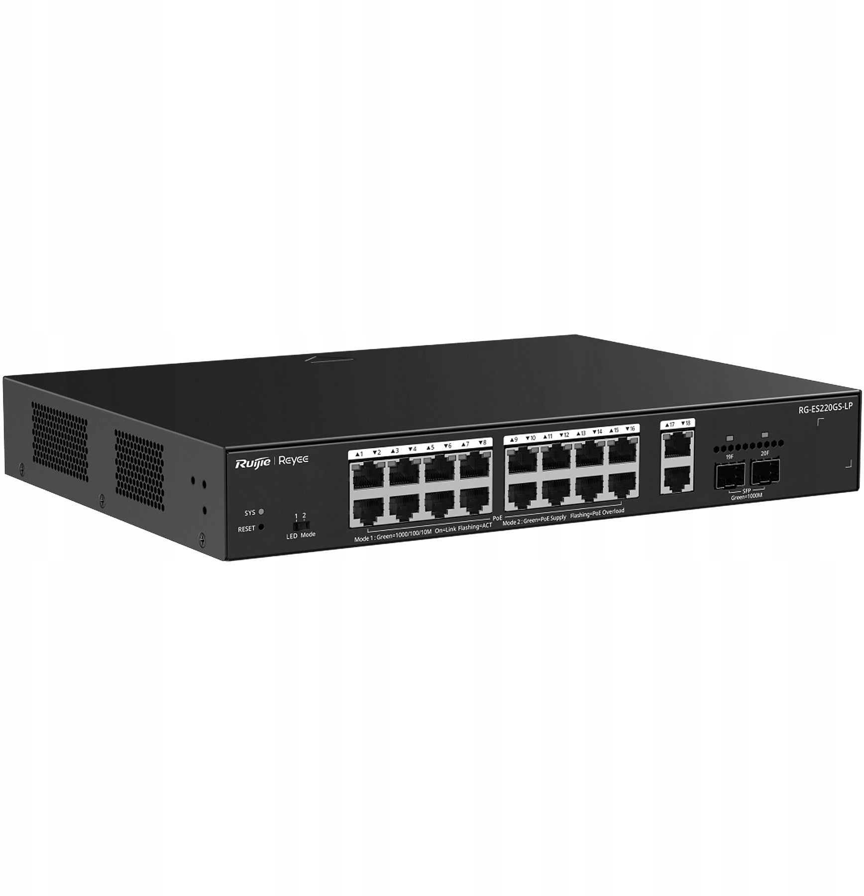 Ruijie Networks Switch RUIJIE Ruijie Reyee RG-ES220GS-LP Switch Smart, 20 portów, 18xGE, 16xPoE+, 130W, 2xSFP, Cloud