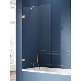 New Trendy Avexa Gold parawan nawannowy 50 cm złoty szczotkowany/szkło przezroczyste EXK-2004 - Parawany nawannowe - miniaturka - grafika 1