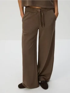 Reserved - Bawełniane spodnie dresowe - brązowy - Spodnie damskie - miniaturka - grafika 1