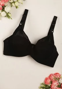 Czarny Klasyczny Biustonosz z Gładkiej Tkaniny z Regulowanymi Ramiączkami Kenle - Biustonosze - miniaturka - grafika 1