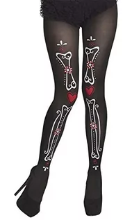 Rajstopy - Boland Los luźne rajstopy kość w kolorze czarnym rozmiar uniwersalny dla dorosłych  rajstopy halloweenowe - grafika 1